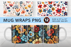 Cute Boho Flowers Mug Wrap Sublimation Designs Product Image 1