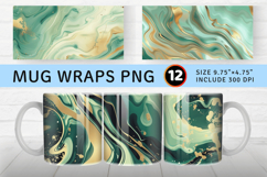 Abstract Mint Gold Liquid Flow Mug Wrap Sublimation Designs Product Image 1