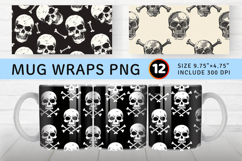 Skull and Crossbones Halloween Mug Wrap Sublimation Designs Product Image 1