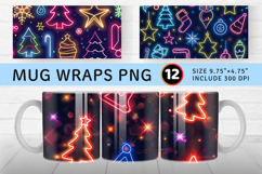 Neon Christmas tree Mug Wrap Sublimation Designs Product Image 1