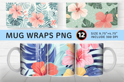 Pastel Tropical Flowers Mug Wrap Sublimation Designs Product Image 1