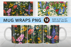 Meadow Wildflowers Mug Wrap Sublimation Designs Product Image 1