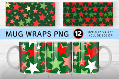 Red &amp; Green Stars Mug Wrap Sublimation Designs Product Image 1