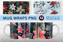 Winter Embroidery Flowers Mug Wrap Sublimation Designs Product Image 1