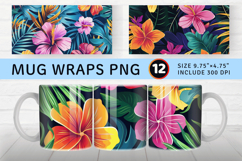 Bright Tropical Flowers Mug Wrap Sublimation Designs Product Image 1