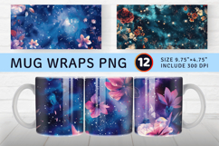 Cosmic Floral Galaxy Mug Wrap Sublimation Designs Product Image 1