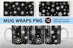 Black &amp; White Snowflakes Mug Wrap Sublimation Designs Product Image 1