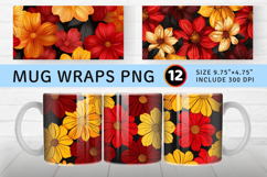 Red and Yellow Flowers Mug Wrap Sublimation Designs Product Image 1