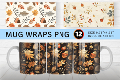 Autumn Leaves &amp; Acorns Mug Wrap Sublimation Designs Product Image 1
