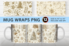 Beige Christmas Mug Wrap Sublimation Designs Product Image 1