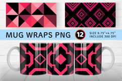 Pink and Black Geometric Mug Wrap Sublimation Designs Product Image 1