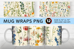 Cottagec ore Wildflowers Garden Mug Wrap Sublimation Designs Product Image 1