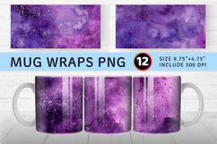 Purple Galaxy Glitter Mug Wrap Sublimation Designs Product Image 1