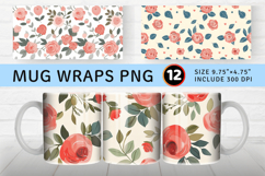 Cute Boho Roses Mug Wrap Sublimation Designs Product Image 1