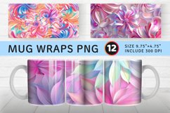 Puff 3D Rainbow Pink Floral Mug wrap Sublimation Designs Product Image 1
