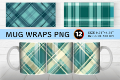 Teal Plaid Fabric Mug Wrap Sublimation Designs Product Image 1