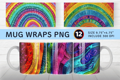 Rainbow Embroidered Fabric Party Mug Wrap Sublimation Design Product Image 1