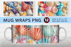 3D Colorful Seashells Mug Wrap Sublimation Designs Product Image 1