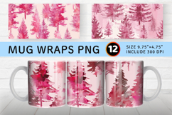 Pink Pine Trees Mug Wrap Sublimation Designs Product Image 1
