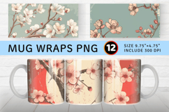 Vintage Japanese Cherry Blossom Flower mug wrap sublimation Product Image 1