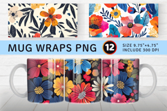 Bold Flowers Mug Wrap Sublimation Designs Product Image 1