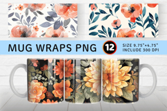 Watercolor Boho Flowers mug wrap sublimation Designs Product Image 1