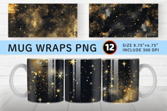 Gold Galaxy Night Mug Wrap Sublimation Designs Product Image 1