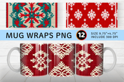 Red Knitted Christmas Mug Wrap Sublimation Designs Product Image 1
