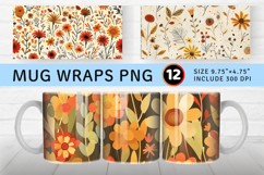 Autumn Meadow Flowers Mug Wrap Sublimation Designs Product Image 1