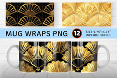Golden Fan Motifs Mug Wrap Sublimation Designs Product Image 1