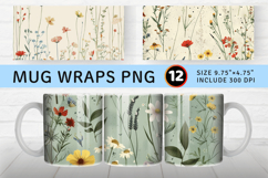 Cottagecore Wildflowers Mug Wrap Sublimation Designs Product Image 1
