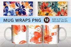 Grunge Painted Floral Mug wrap Sublimation Designs Product Image 1