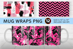 Pink and Black Fashion Mug Wrap Sublimation Designs Product Image 1