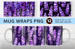 Purple Lavender Flowers Mug Wrap Sublimation Designs Product Image 1