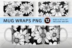 Black &amp; White Daisy Mug wrap Sublimation Designs Product Image 1