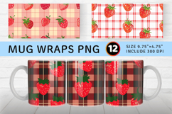 Strawberry plaid Mug Wrap Sublimation Designs Product Image 1