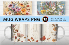 Rustic Wildflowers Bouquet Mug Wrap Sublimation Designs Product Image 1