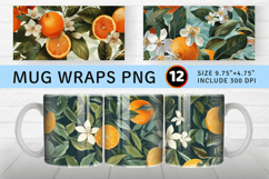 Oranges Garden Floral Mug Wrap Sublimation Design Mug Wrap S Product Image 1
