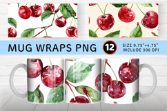 Watercolor Cherries Mug Wrap Sublimation Designs Product Image 1