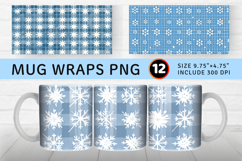 Winter Gingham Snowflakes Mug Wrap Sublimation Designs Product Image 1
