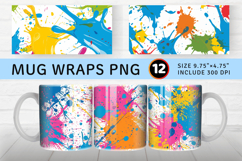 Colorful Paint Splashes Mug Wrap Sublimation Designs Product Image 1