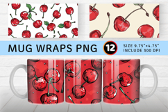 Doodles Cherry Mug Wrap Sublimation Designs Product Image 1