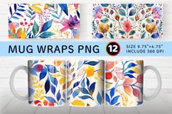 Watercolor Abstract Floral Mug wrap Sublimation Designs Product Image 1