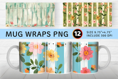 Picket Fence Flowers Mug Wrap Sublimation Designs Product Image 1