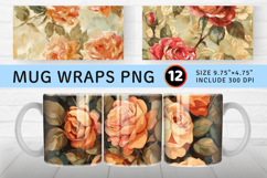 Vintage Oil Paint Roses mug wrap sublimation Designs Product Image 1