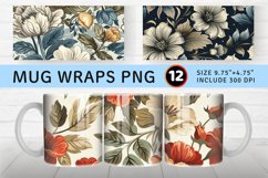 Vintage Retro Floral Mug wrap Sublimation Designs Product Image 1