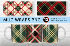 Christmas Plaid Mug Wrap Sublimation Designs Product Image 1
