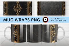 Black and Gold Framed Journal Mug Wrap Sublimation Designs Product Image 1