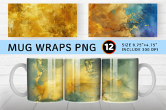 Watercolor Gold Fantasy Mug Wrap Sublimation Designs Product Image 1