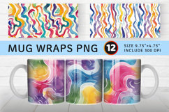 Watercolor Squiggly Lines Mug Wrap Sublimation Designs Product Image 1